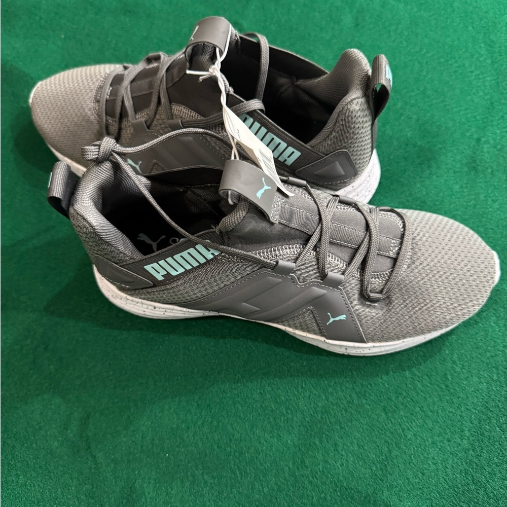 Puma Charcoal and Aqua Athletic Shoes